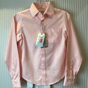 Dillards Class Club Youth Button Down Shirt Boys 10/12 100% Cotton No Iron NWT